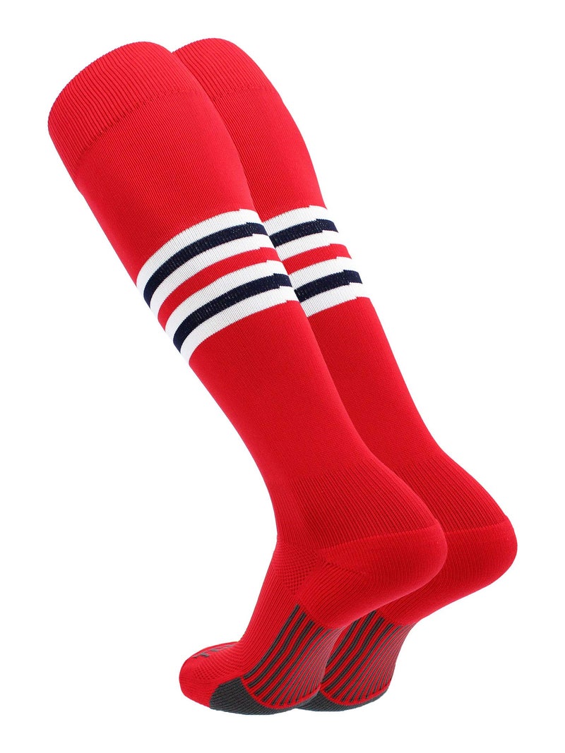 TCK Performance Baseball/Softball Socks (Scarlet/White/Navy, Small) - Image 1